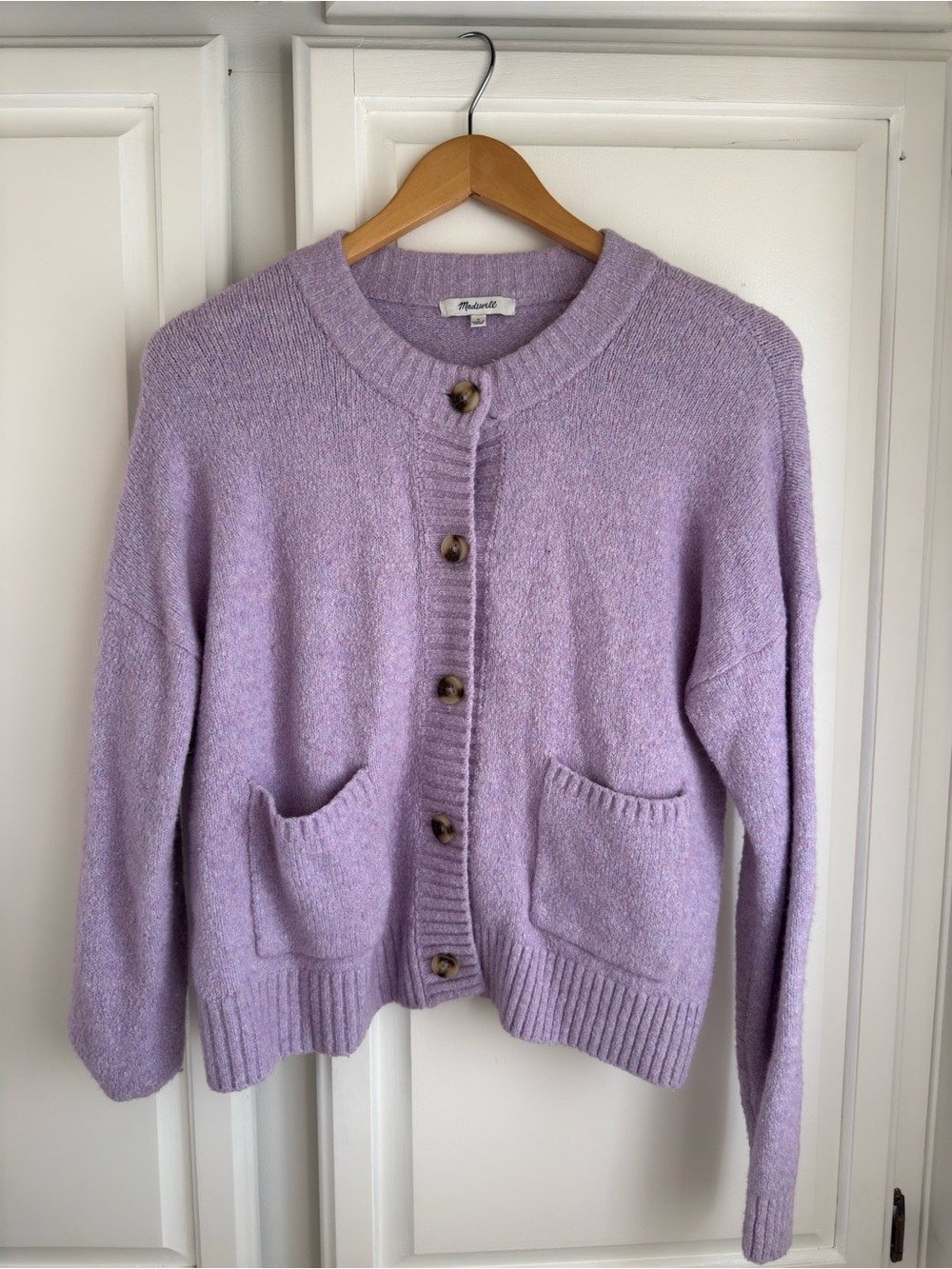 Madewell Lavender Button-Front Knit Cardigan